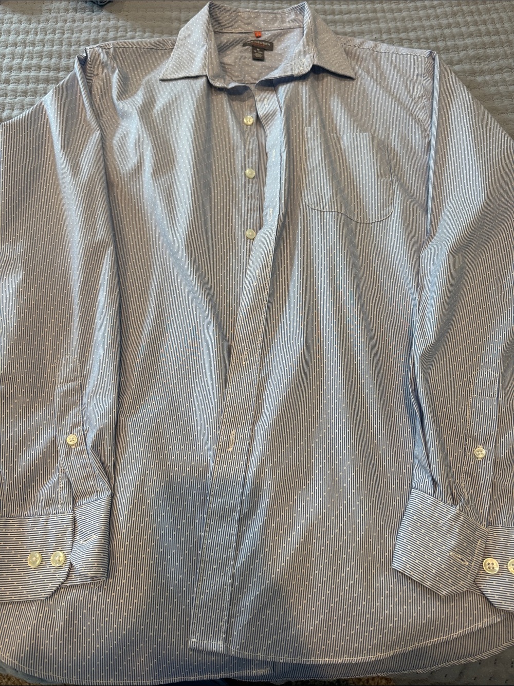 Men's Long-Sleeve Button-Up Shirt - Light Blue Stripe